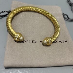David Yurman Twisted Gold Bracelet with Silver Tips 7mm